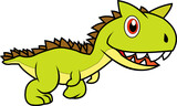 Fototapeta Dinusie - funny cartoon dinosaurs for kids cute dinosaurs. T-rex, diplodocus, triceratops cartoon style