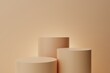 © inspiretta - Beige natural pedestal stand, elegant composition for product presentation. 3D illustration, render