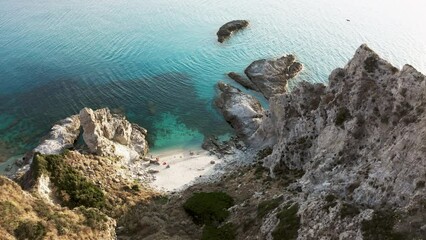Wall Mural - Little private privacy isolated beach between the cliff near the ocean