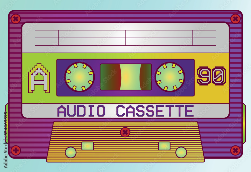 Vintage audio cassette from the 90s. Nostalgia in vector format Stock ...
