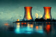 © RISHAD - Nuclear power plant with turkish glasses as cooling towers. AI-generated image, not based on any actual scene