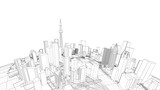 Fototapeta Londyn - 3d city sphere. Vector rendering of 3d