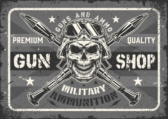 Poster - Military shop vintage monochrome label