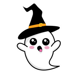 Wall Mural - Cute white ghost boo Halloween design