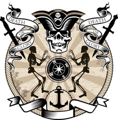 Wall Mural - Pirate Skull and compass