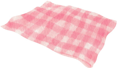 Wall Mural - Checkered pattern Beach towel picnic blanket in watercolor