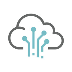 Wall Mural - Cloud data storage vector icon. Network connection filled symbol.