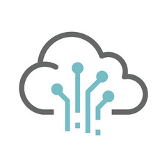 Sticker - Cloud data storage vector icon. Network connection filled symbol.