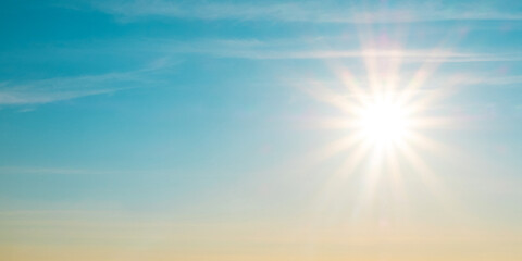 beautiful setting sun and blue sky with copy space....