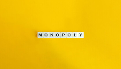 Wall Mural - Monopoly (Absence of Competition) Banner. Block Letter Tiles on Yellow Background. Minimal Aesthetics.