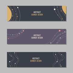 set of 3 abstract vector banner templates. banners with geometric elements, dots, rounded lines, smo