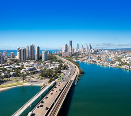 Wall Mural - Sundale Bridge and Gold Coast skyline on a sunny day