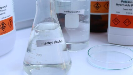 Poster - methyl alcohol, a flammable chemical in a laboratory or industry 