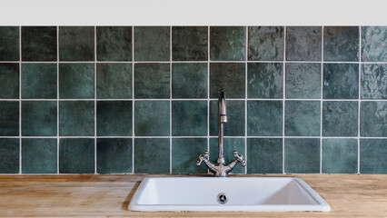 Wall Mural - sink and water tap at modern kitchen