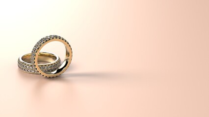 beautiful men female band silver or gold or paltinum colour stones 3d render