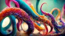 Tentacles Colorful Abstract Background 3D Illustration