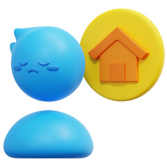 Sticker - homesick 3d render icon illustration