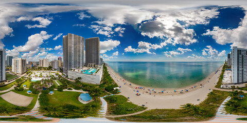 Wall Mural - Aerial 360 equirectangular panorama Hallandale Beach Florida