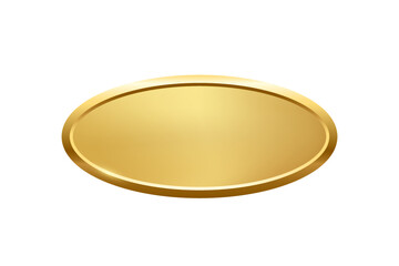 Wall Mural - gold ellipse button with frame vector illustration. 3d golden glossy elegant oval design for empty e