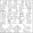 prehistoric dinosaurs, set of images, coloring book