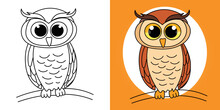 Hand-drawn Outline Bird Cute Owl Illustration Cartoon Owls Character Vector Coloring Page For Kids
