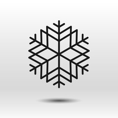 Wall Mural - Snowflake vector icon. Black vector element isolated on white background. Best for seamless patterns, decoration,  and your design.