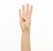 © serhii - female hand shows gestures on a white background isolated.number direction fist approval