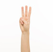 © serhii - female hand shows gestures on a white background isolated.number direction fist approval