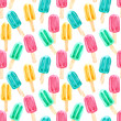 Watercolor background with colorful ice cream on a stick. Seamless pattern for bright colorful wallpaper, textiles, packaging, office and bed linen.
