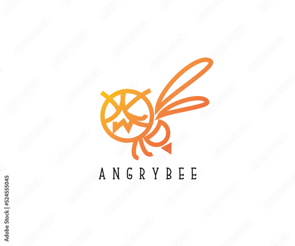 angry bee logo, icon bee Stock Vector | Adobe Stock