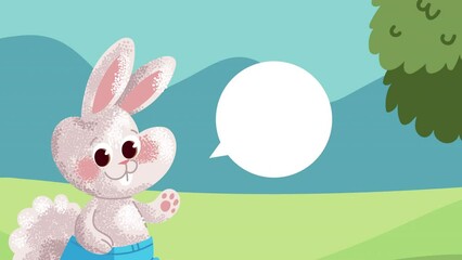 Poster - cute rabbit comic character animation