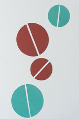 Sticker - paper semi circles arranged on blank paper