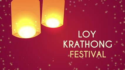 Wall Mural - loy krathong lettering with lamps animation