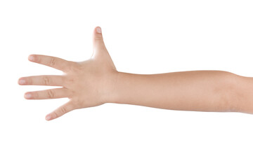 child hand gesture isolated on transparent background - png format.