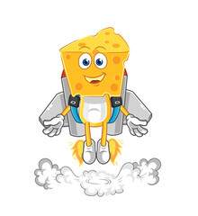 Wall Mural - cheese head with jetpack mascot. cartoon vector