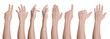 © banphote - Set of Man hand gestures isolated on transparent background - PNG format.