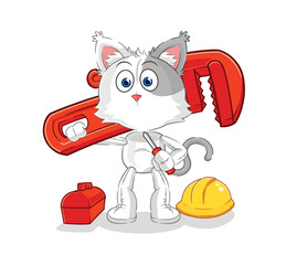 Canvas Print - cat plumber cartoon. cartoon mascot vector