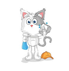 Canvas Print - cat cleaner vector. cartoon character