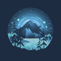 Sticker - Beauty mountain landscape vector illustration logo design