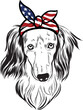 Long Haired Dachshund Dog vector eps , Dog in Bandana, sunglasses, Fourth , 4th July vector eps, Patriotic, USA Dog, Cricut Silhouette Cut File