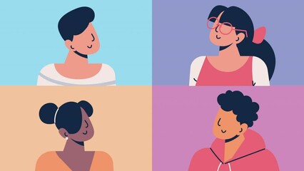 Wall Mural - group of persons characters animation