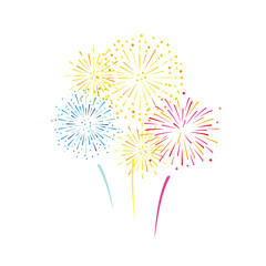 Wall Mural - Colorful fireworks hand drawn illustration