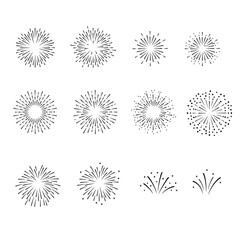 Wall Mural - black fireworks hand drawn illustration set