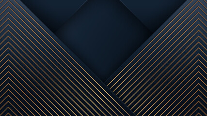 Wall Mural - abstract modern luxury background blue stripes with golden diagonal lines pattern