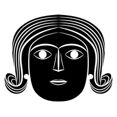 Wall Mural - 
Face of a Celtic goddess. Black and white negative silhouette.