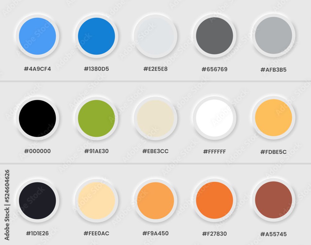 Stock-Vektorgrafik „Set of the colour palette in RGB hex. colour ...