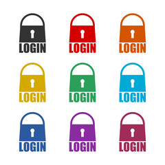 Canvas Print - Login lock icon.  Set icons colorful