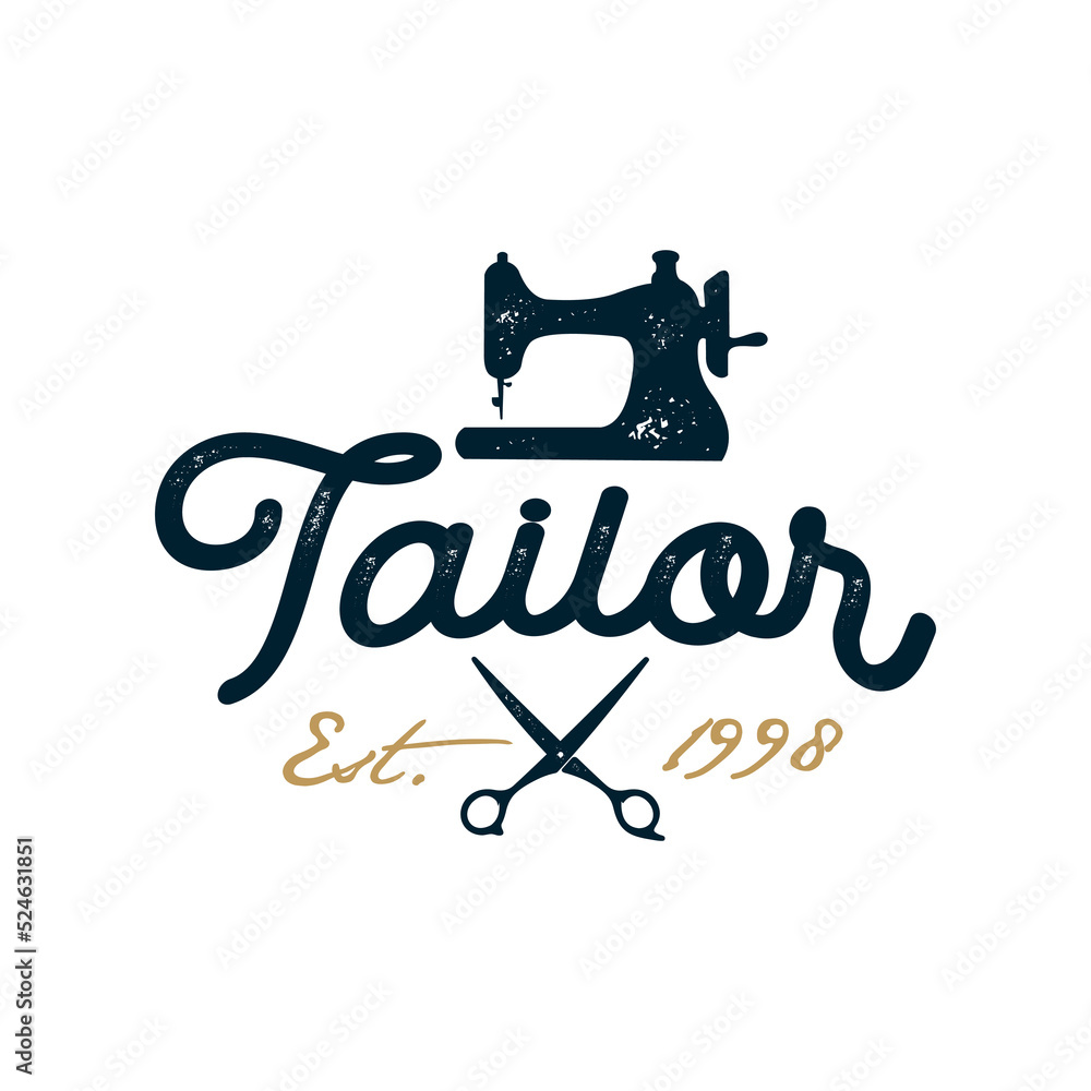 vintage logo tailor sewing template illustration Stock Vector | Adobe Stock