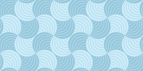 Aufkleber - Background pattern seamless circle geometric abstract wave blue tone and line. Wave pattern seamless.