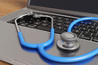 © Dragon Claws - Laptop and doctor stethoscope. Illustration of the concept of computer repair and remote medical services